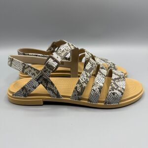 Crocs Tulum Sandals Womens  Snake Animal Print Summer Travel Walking Flats Sz 7